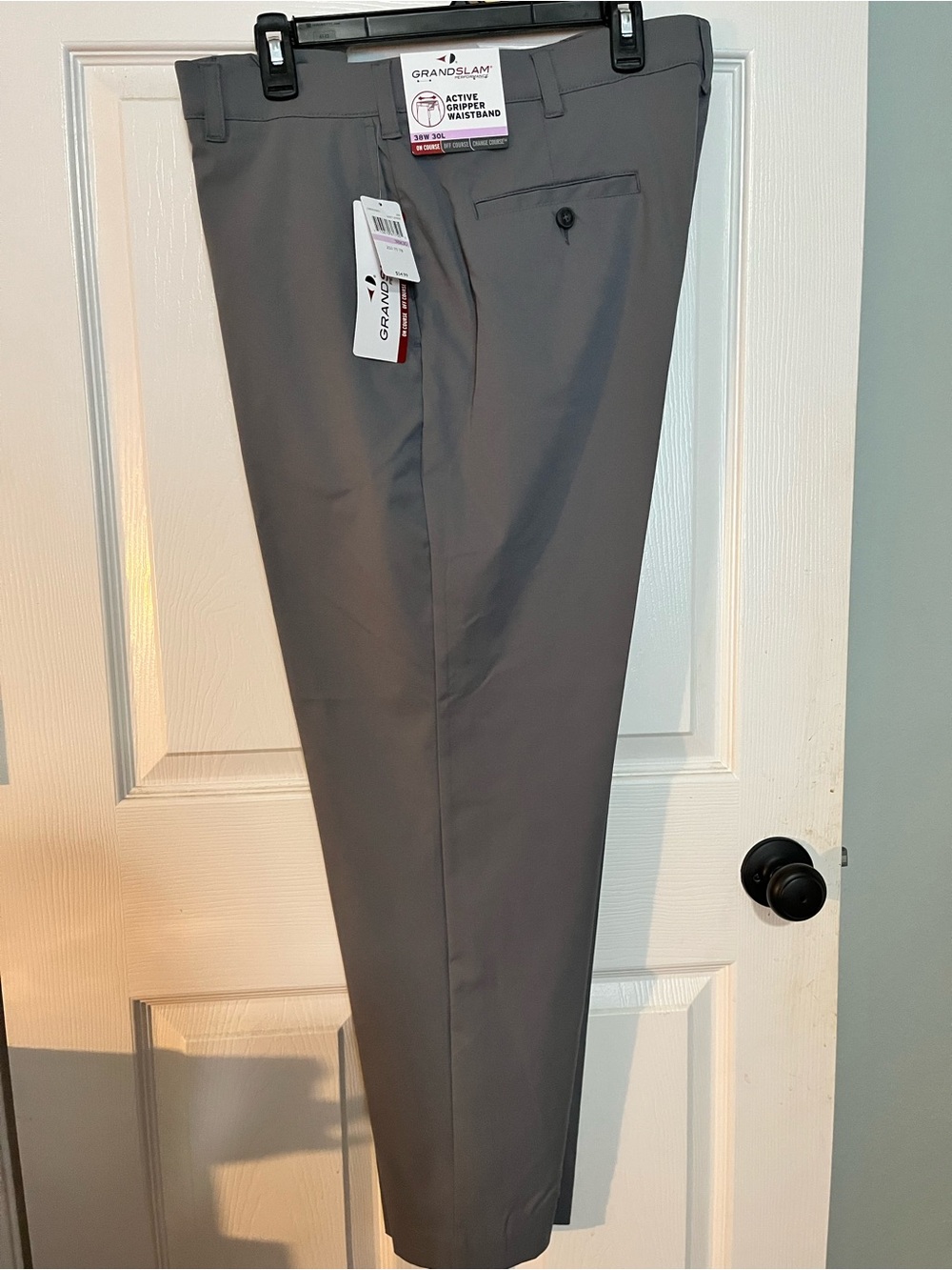 Grand Slam Men's Gray Dress Pants with Comfort Waistband